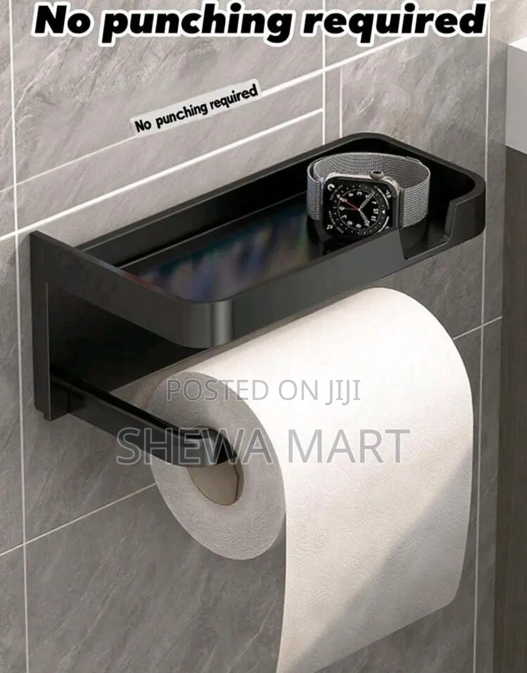 Bathroom Storage Rack, ABS Plastic Wall-Mounted Toilet Paper Holder