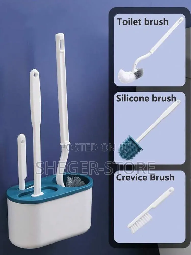 High Quality Wall-Mounted 3in1 Toilet Cleaning Brush With Brush Holder