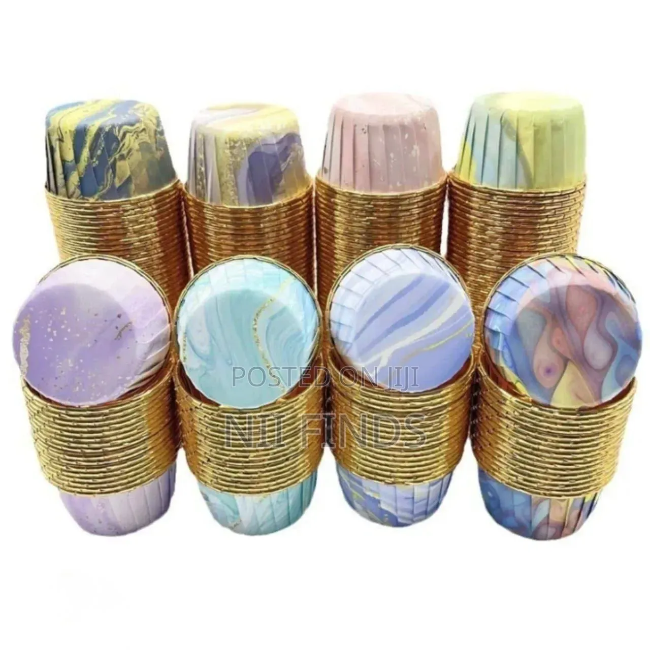 Multi Colored Marble Pattern Cupcake Liners