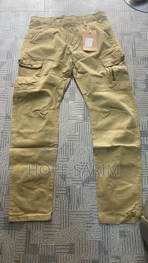 Multi-Zip Khaki Utility Cargo Pants:
