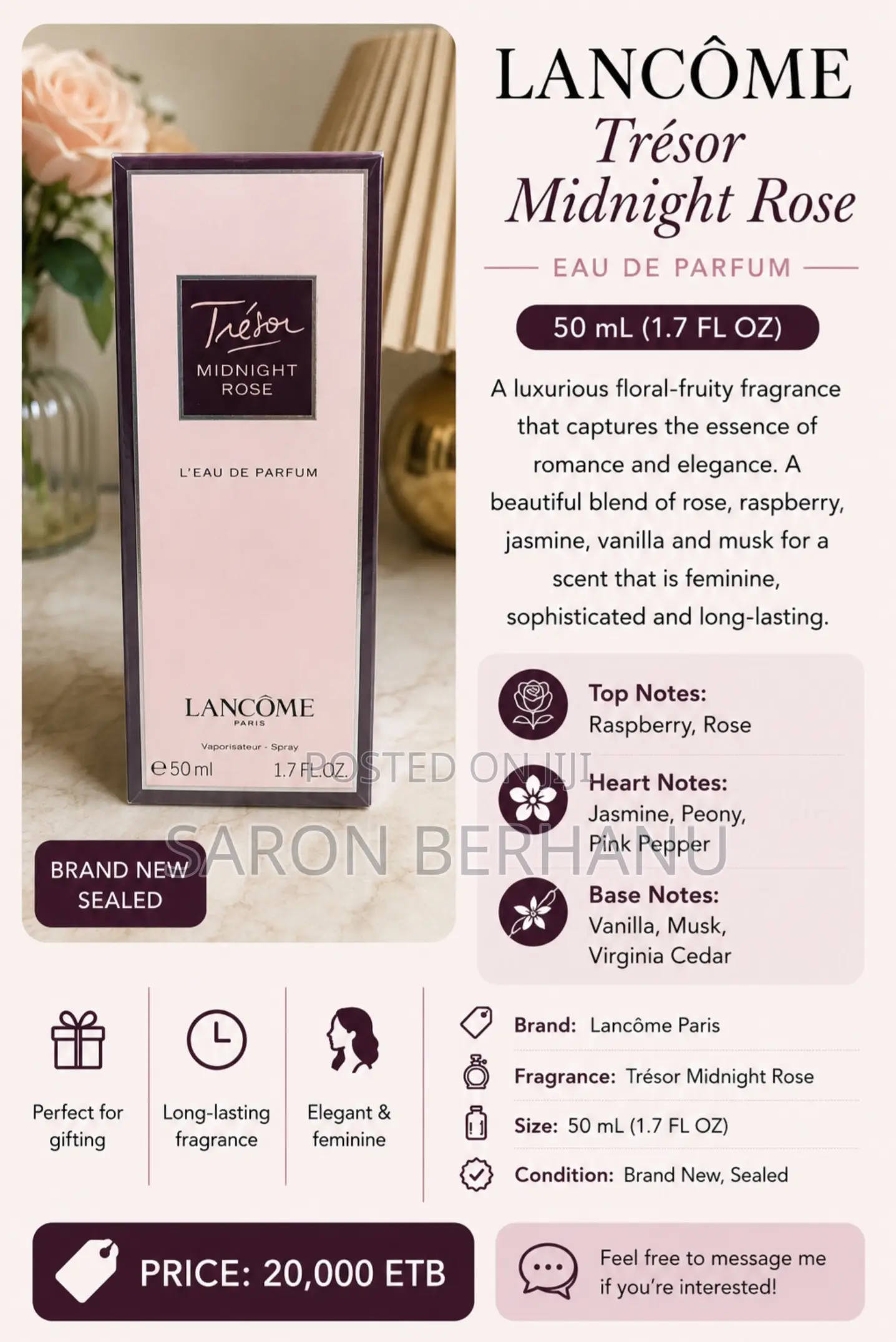 Lancôme Trésor Midnight Rose Eau De Parfum – 50 mL (Brand New Sealed