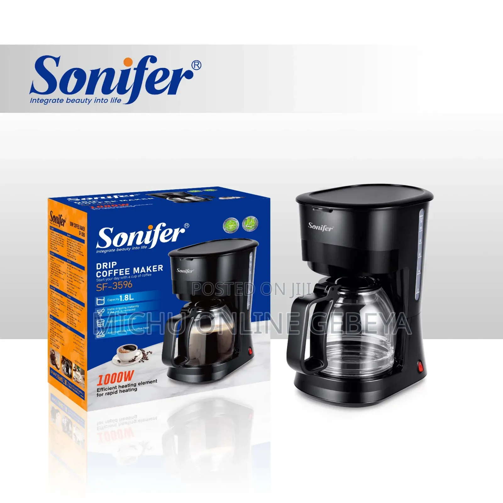 Sonifer SF-3596 1.8l/ 15 Cups Drip Coffee Maker/ Free Delivery