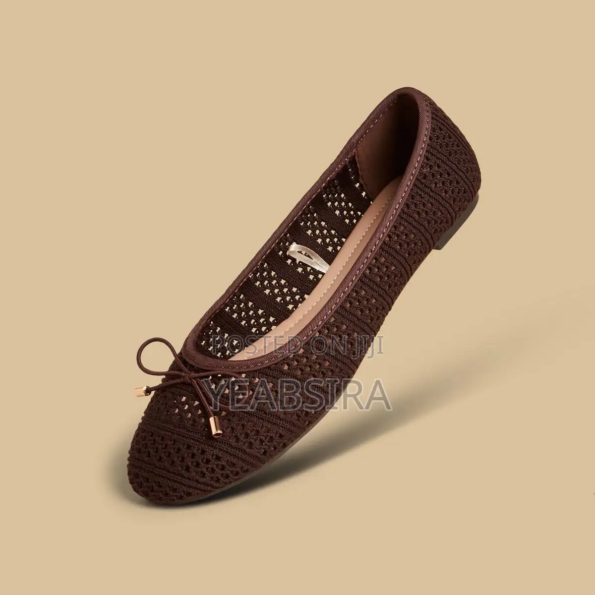 MAX Bow Accent Slip-on Ballerina Shoes Brown