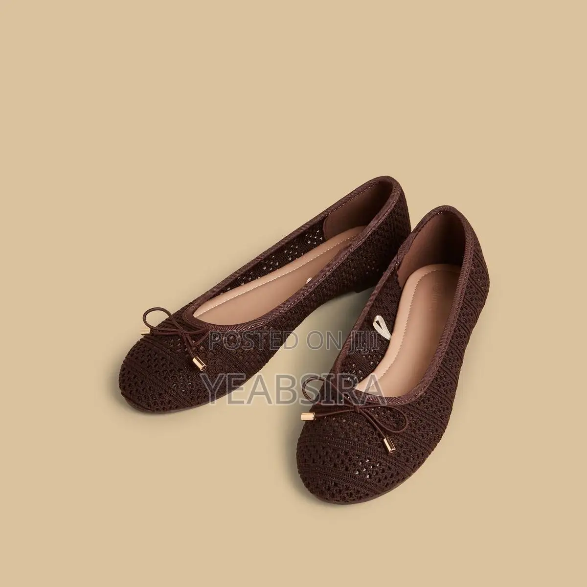 MAX Bow Accent Slip-on Ballerina Shoes Brown
