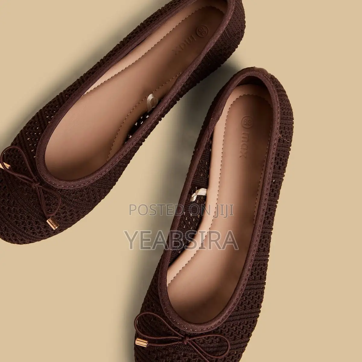 MAX Bow Accent Slip-on Ballerina Shoes Brown