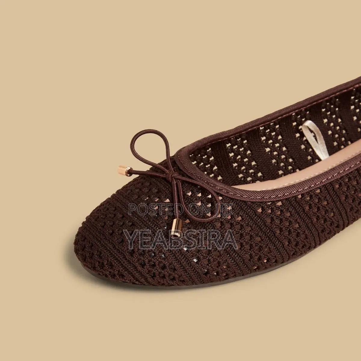 MAX Bow Accent Slip-on Ballerina Shoes Brown