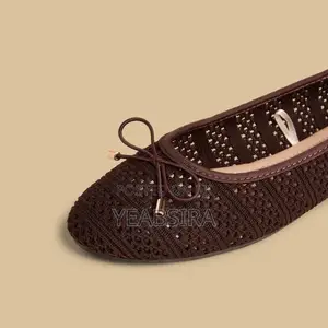 MAX Bow Accent Slip-on Ballerina Shoes Brown