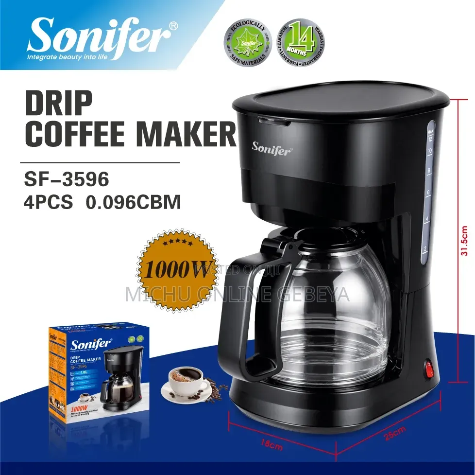 Sonifer SF-3596 1.8l/ 15 Cups Drip Coffee Maker/ Free Delivery