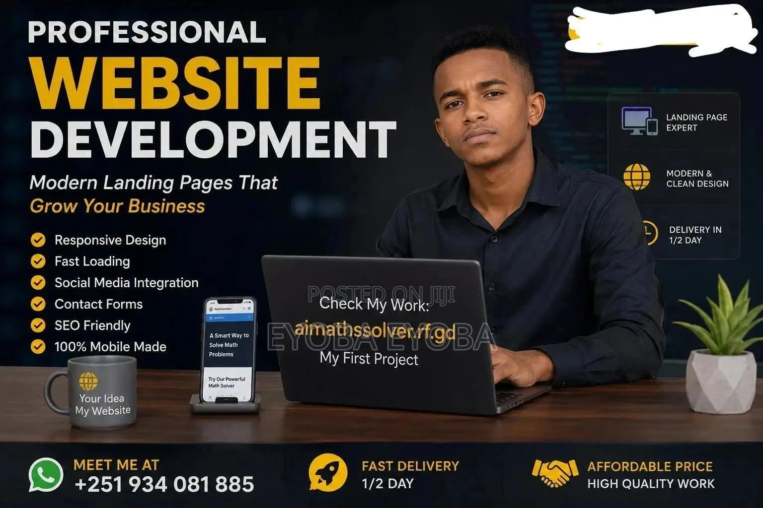 Landing Page Website for Business With Modern at Least 4000 Birr