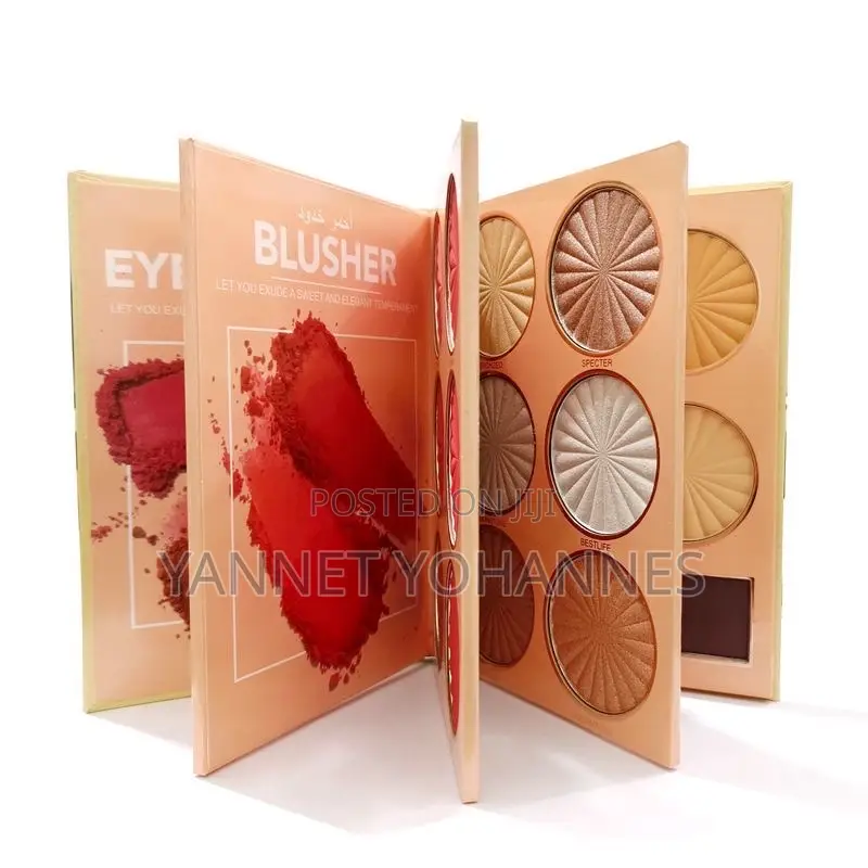 6-in-1 Eyeshadow Pallette, Blush, Highlighter Contour