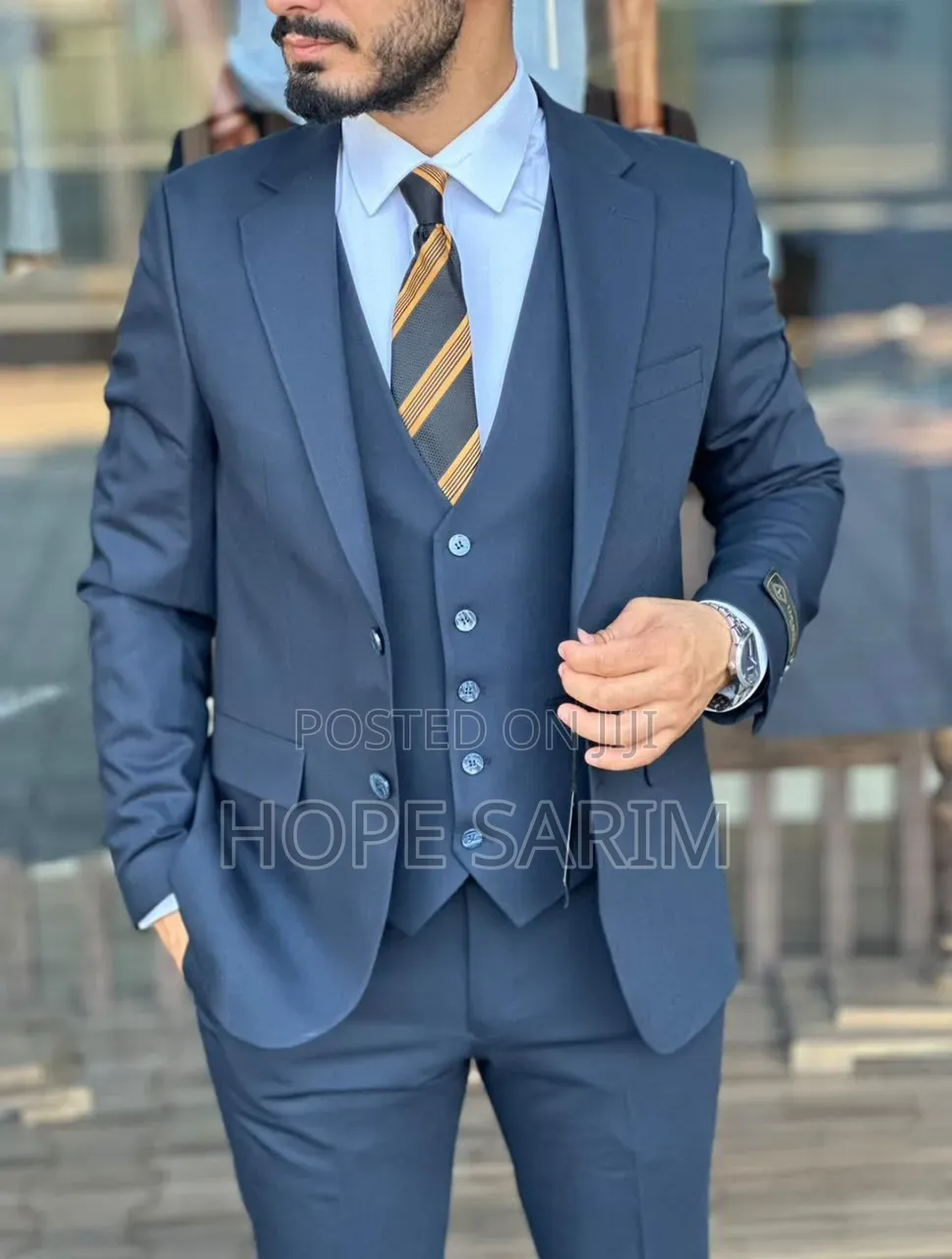  Men's Premium 3-Piece Tailored Suit (Black, Navy Blue)