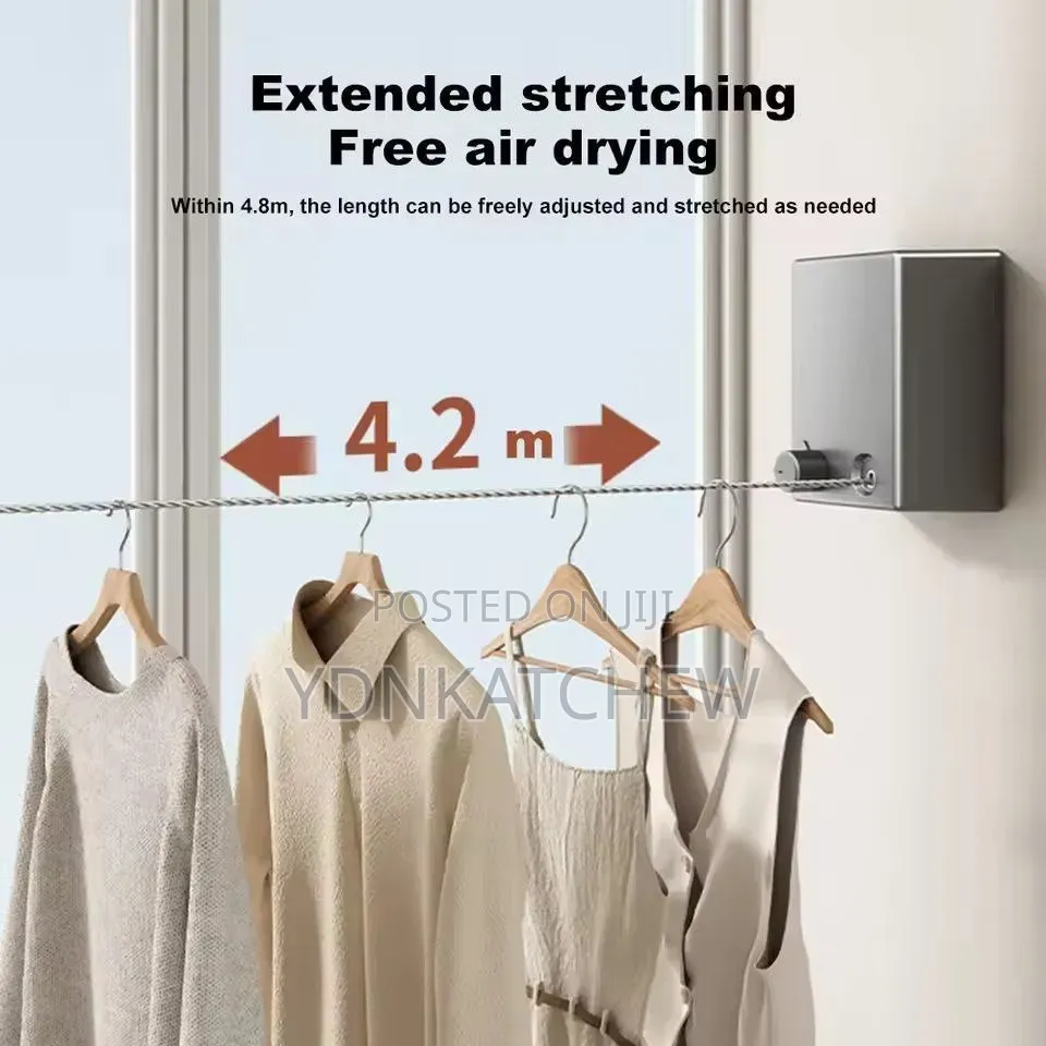 Retractable Clothesline Rope( ☛ልብስ በትንሽ ቦታ ማድረቅ የሚያስችል አስደናቂ ማስጫ