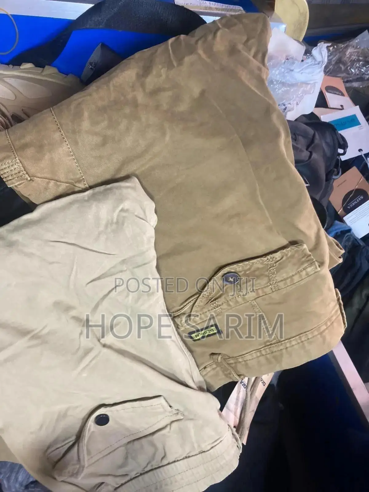 Multi-Zip Khaki Utility Cargo Pants:
