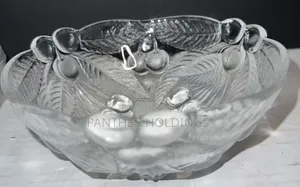 Set of 6 Crystal 6" Round Bowls "BOUNTIFUL" Cherries Leaves EUC