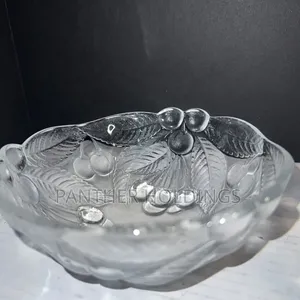 Set of 6 Crystal 6" Round Bowls "BOUNTIFUL" Cherries Leaves EUC