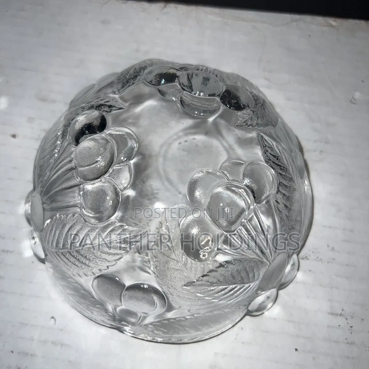 Set of 6 Crystal 6" Round Bowls "BOUNTIFUL" Cherries Leaves EUC