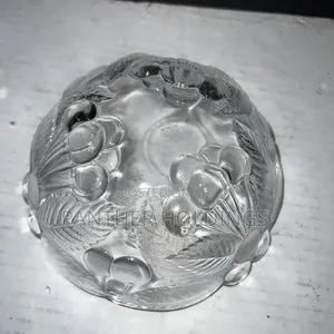 Set of 6 Crystal 6" Round Bowls "BOUNTIFUL" Cherries Leaves EUC