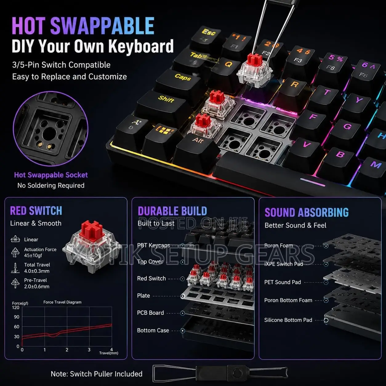 AJAZZ NK61 60% Mechanical Keyboard-Hot Swappable Wired Gaming Keyboard