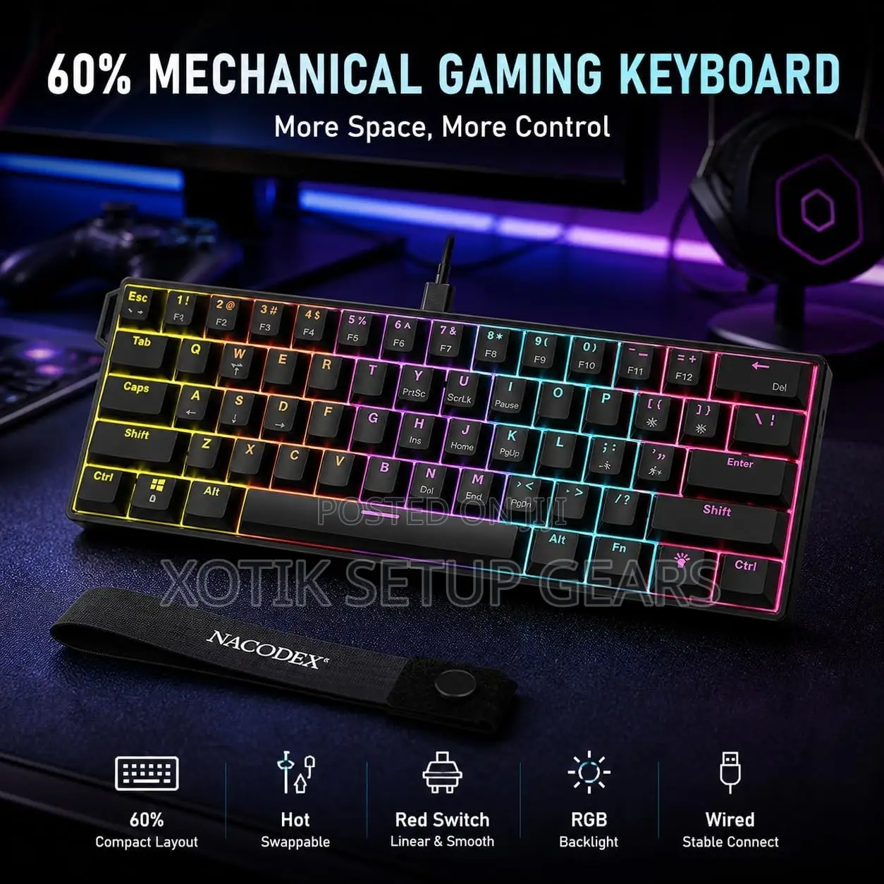AJAZZ NK61 60% Mechanical Keyboard-Hot Swappable Wired Gaming Keyboard