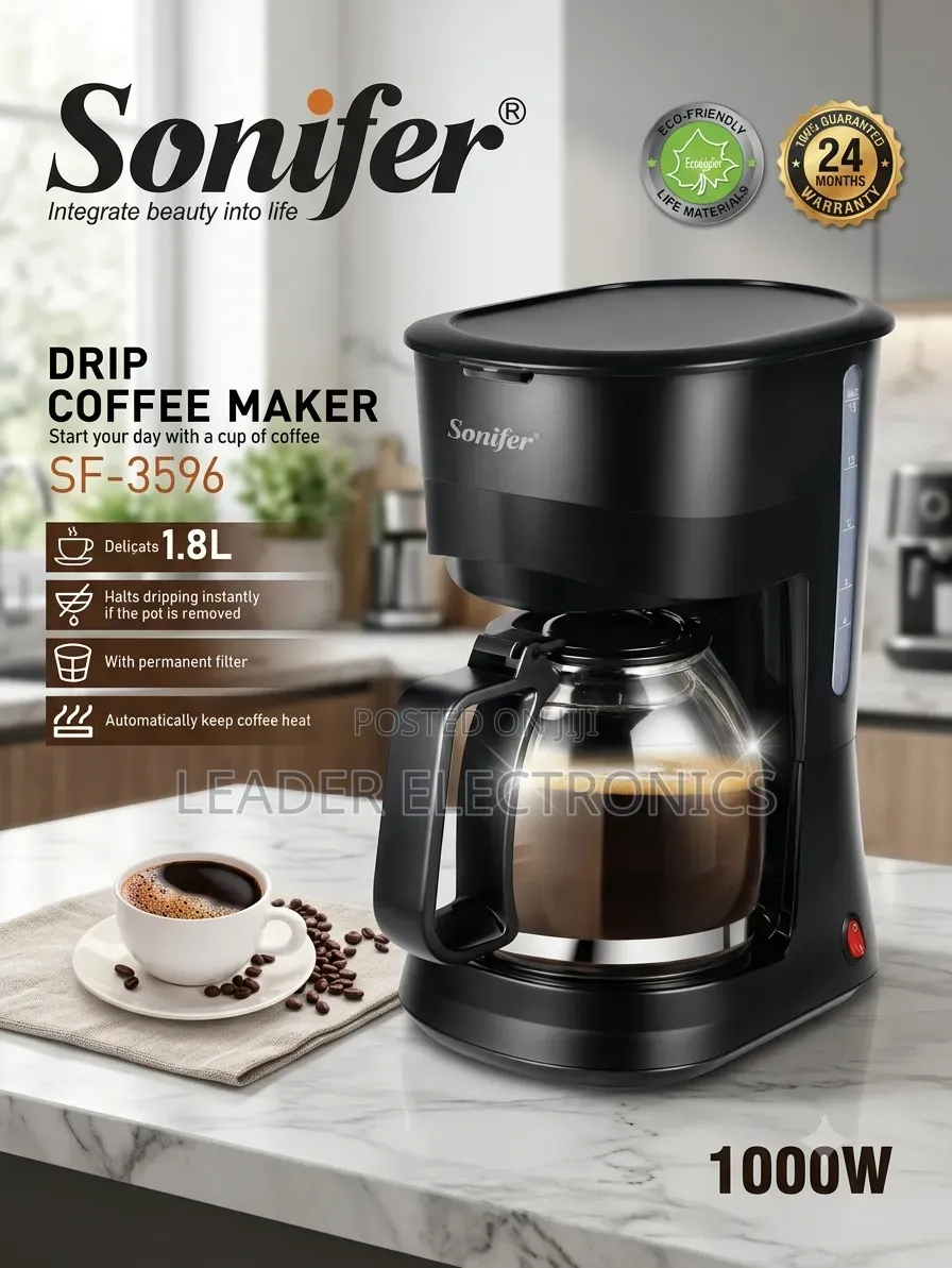 Sonifer Drip Coffee Maker 1.8 L Capacity – Fresh Coffee for Every Cup