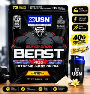USN Super Grow BEAST Extreme Mass Gainer 1kg – Vanilla Cake Batter