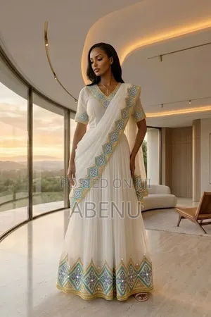 Elegant Ethiopian Habesha Couple Traditional Wedding Outfit