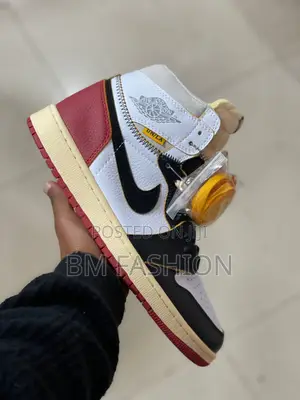 Air Jordan 1 Multicolor Black X White X Red Fashion Mens Mid Boots