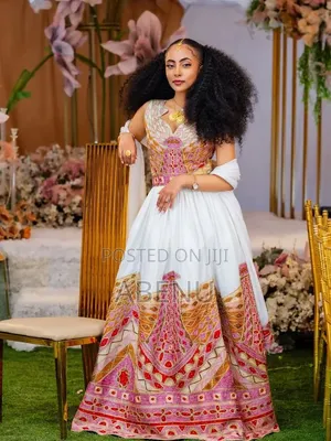 Elegant White Gold Ethiopian Habesha Kemis