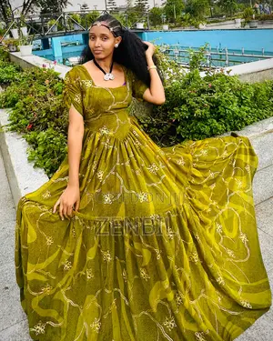 Olive Gold Ashenda 2018 EC Chiffon Dress | Zenbil Chiffon