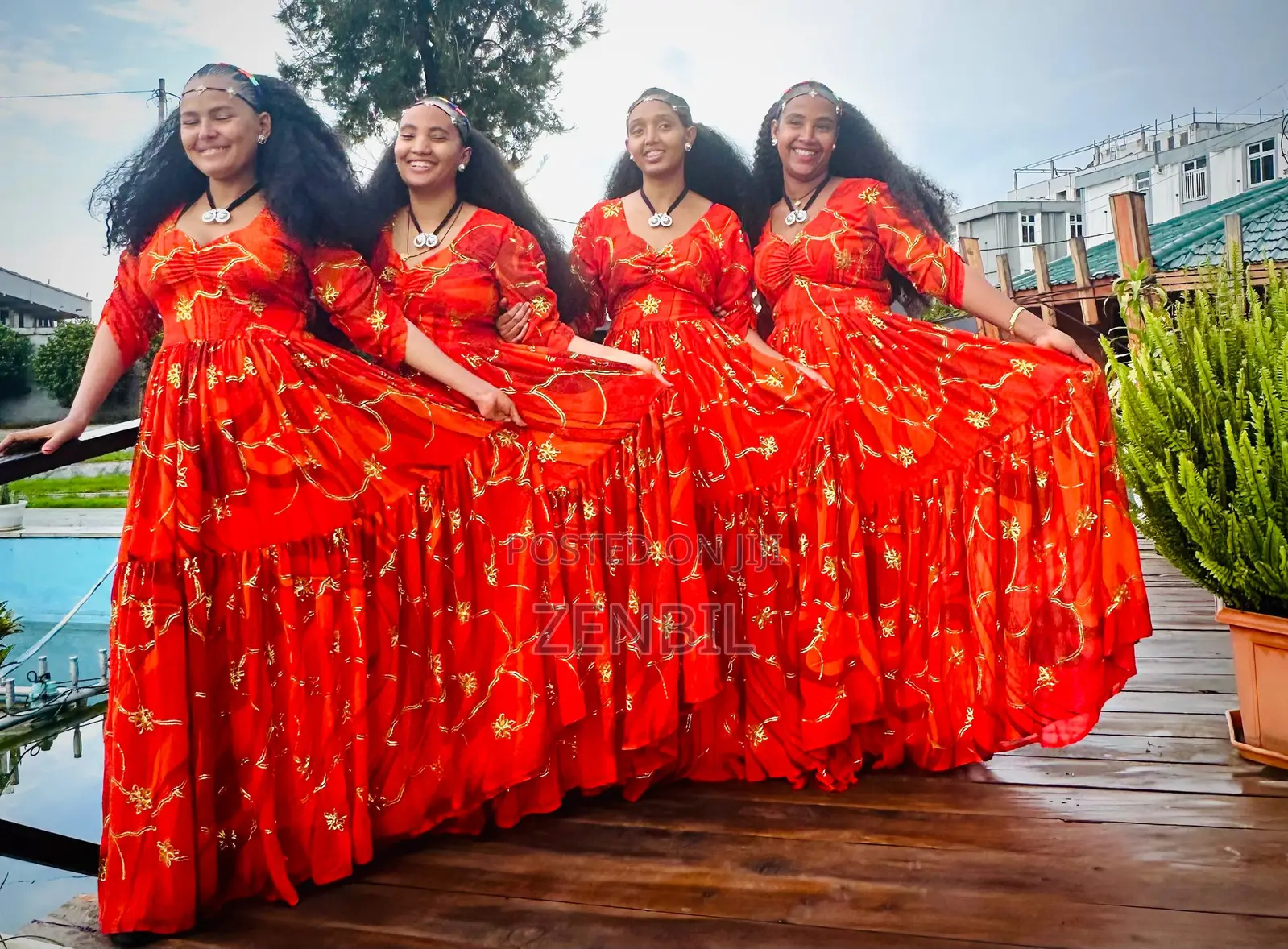 Red Ashenda 2018 EC Singer Chiffon Dress | Zenbil Chiffon Ethiopia