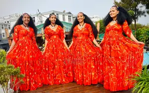 Red Ashenda 2018 EC Singer Chiffon Dress | Zenbil Chiffon Ethiopia