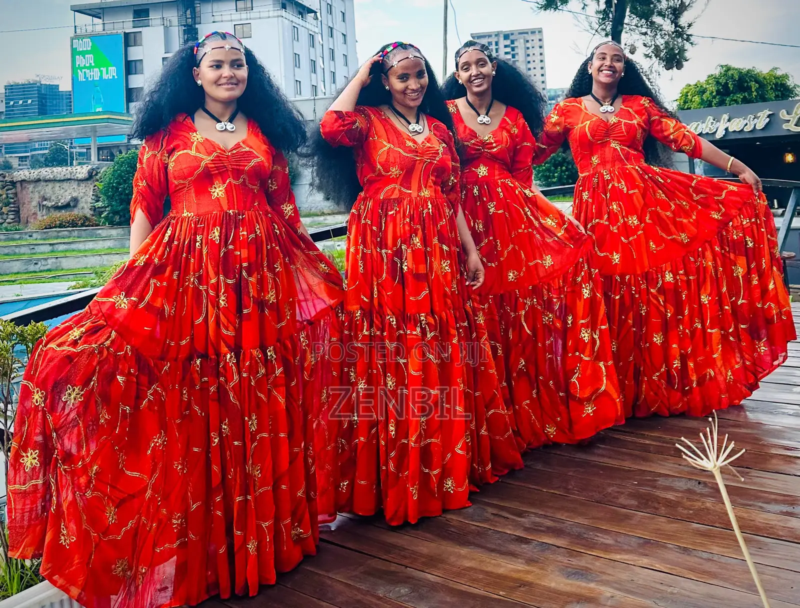 Red Ashenda 2018 EC Singer Chiffon Dress | Zenbil Chiffon Ethiopia