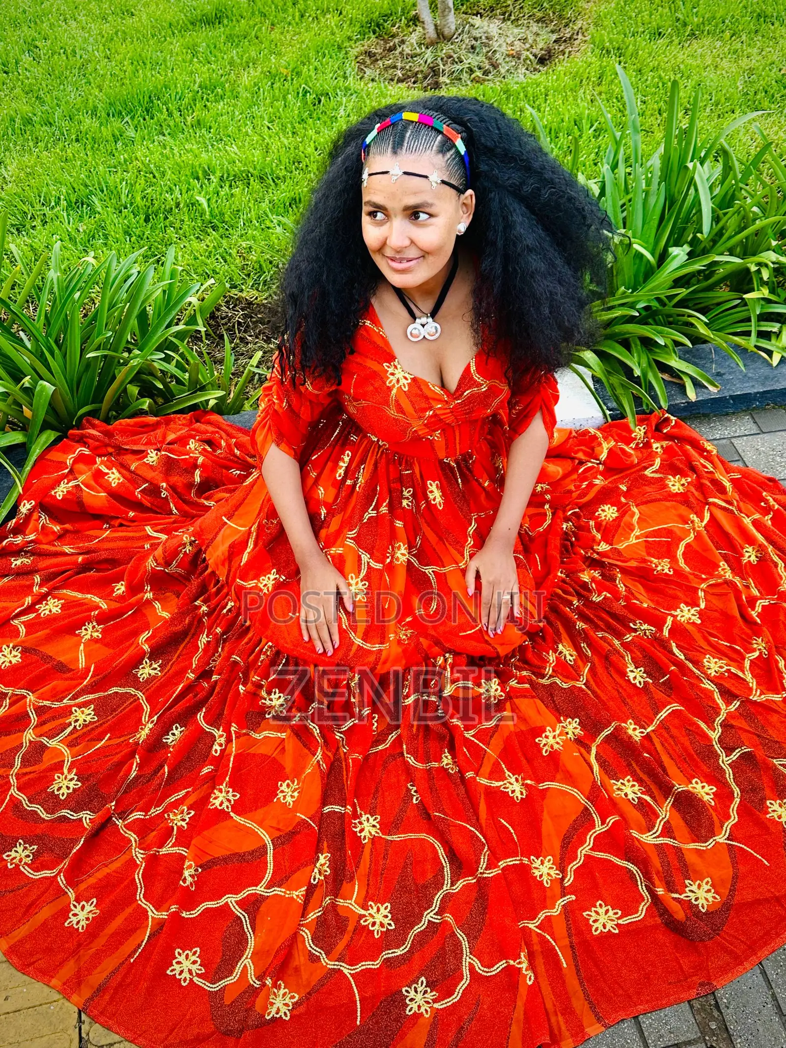 Red Ashenda 2018 EC Singer Chiffon Dress | Zenbil Chiffon Ethiopia