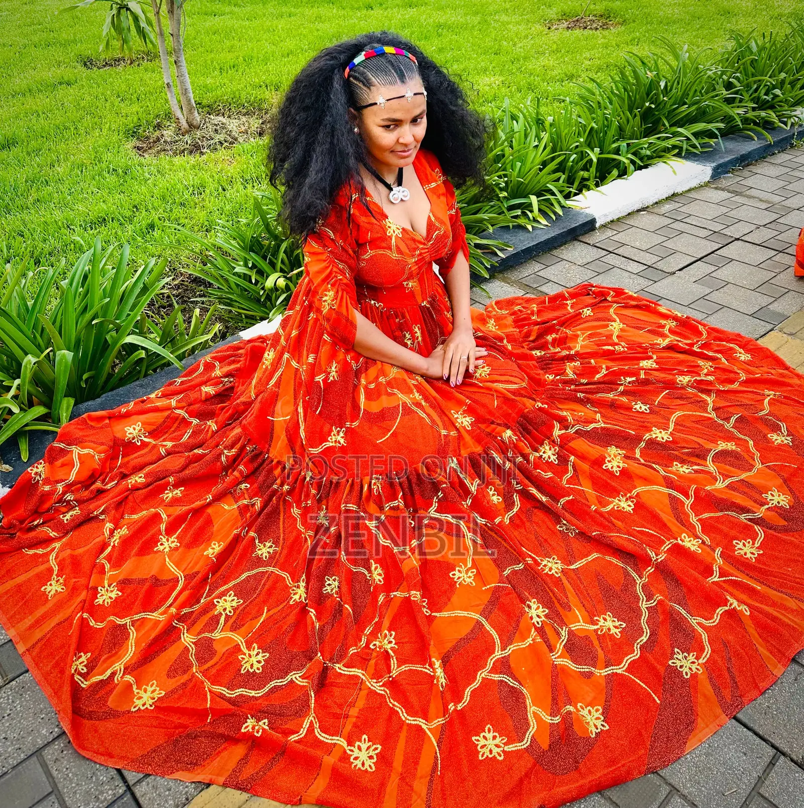Red Ashenda 2018 EC Singer Chiffon Dress | Zenbil Chiffon Ethiopia