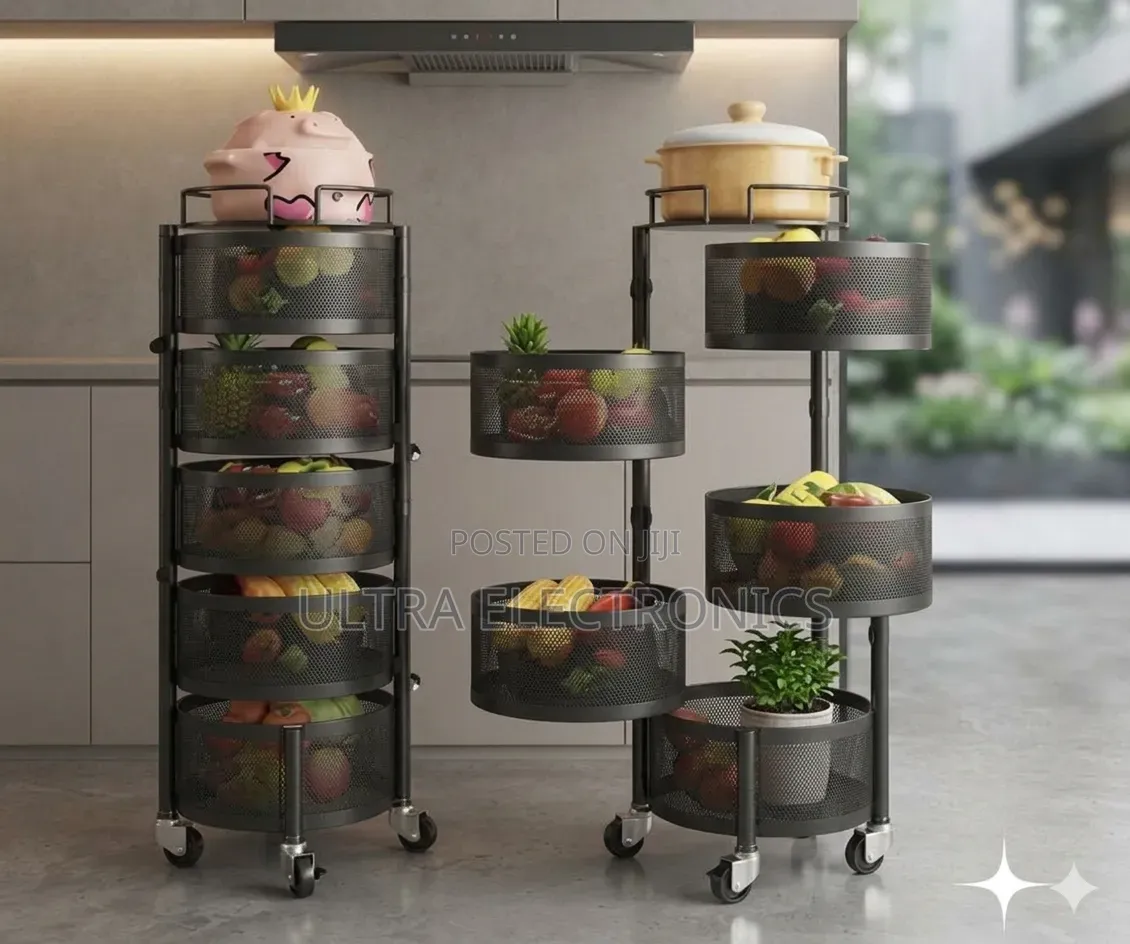 -Tier Rotating Storage Rack 360° Rotating Design 5 Spacious