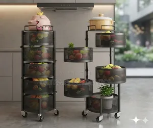 -Tier Rotating Storage Rack 360° Rotating Design 5 Spacious