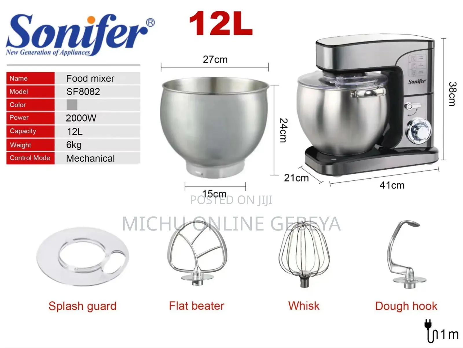 Sonifer Heavy Duty 12L 6 Speed የሊጥ ማቡኪያ Stand Mixer/ Free Delivery