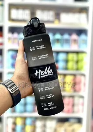 1litre Capacity Hello Water Bottle With Time Marker