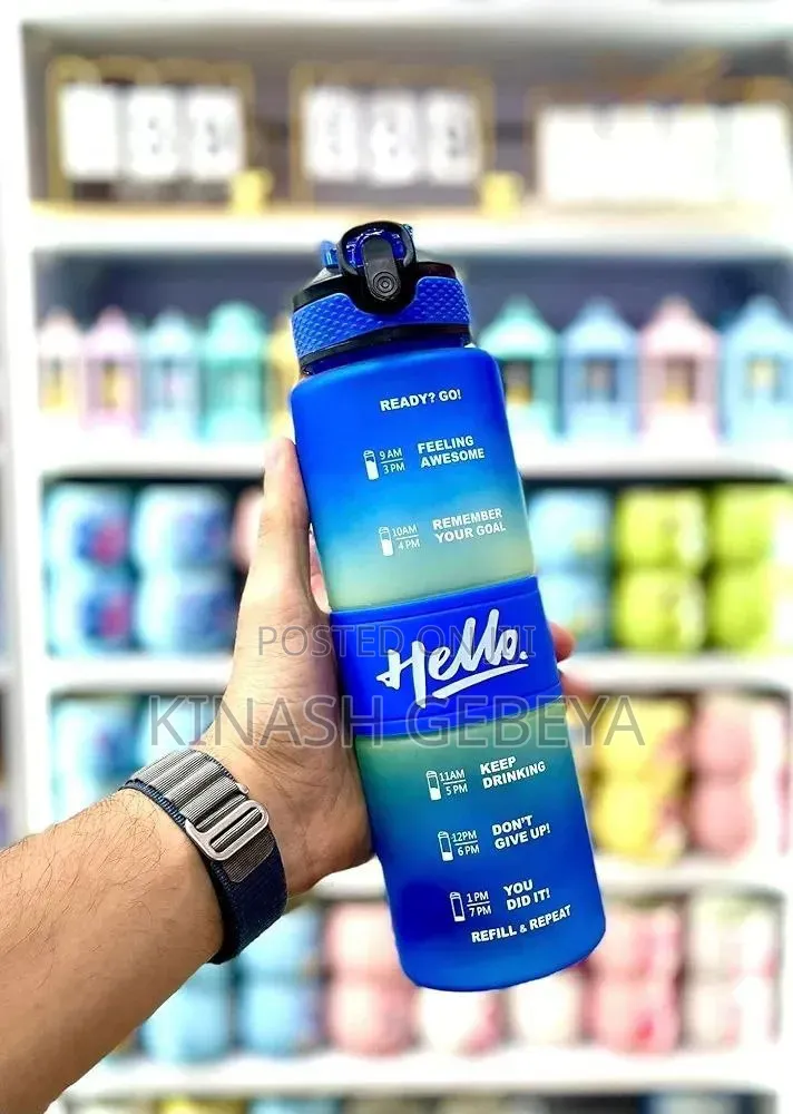 1litre Capacity Hello Water Bottle With Time Marker