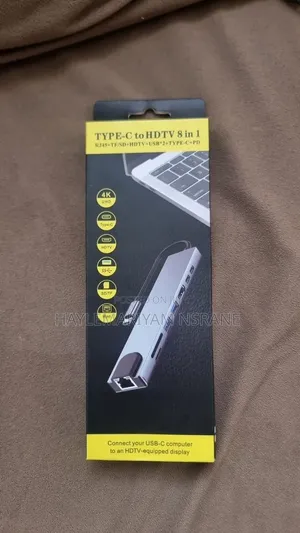C to HDTV 8 in 1 Multiport Hub Adapter ( HDMI, RJ45, USB 3.0, SD/TF)