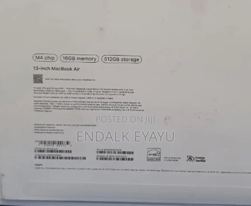 New Laptop Apple MacBook Air 16GB Apple M4 SSD 512GB