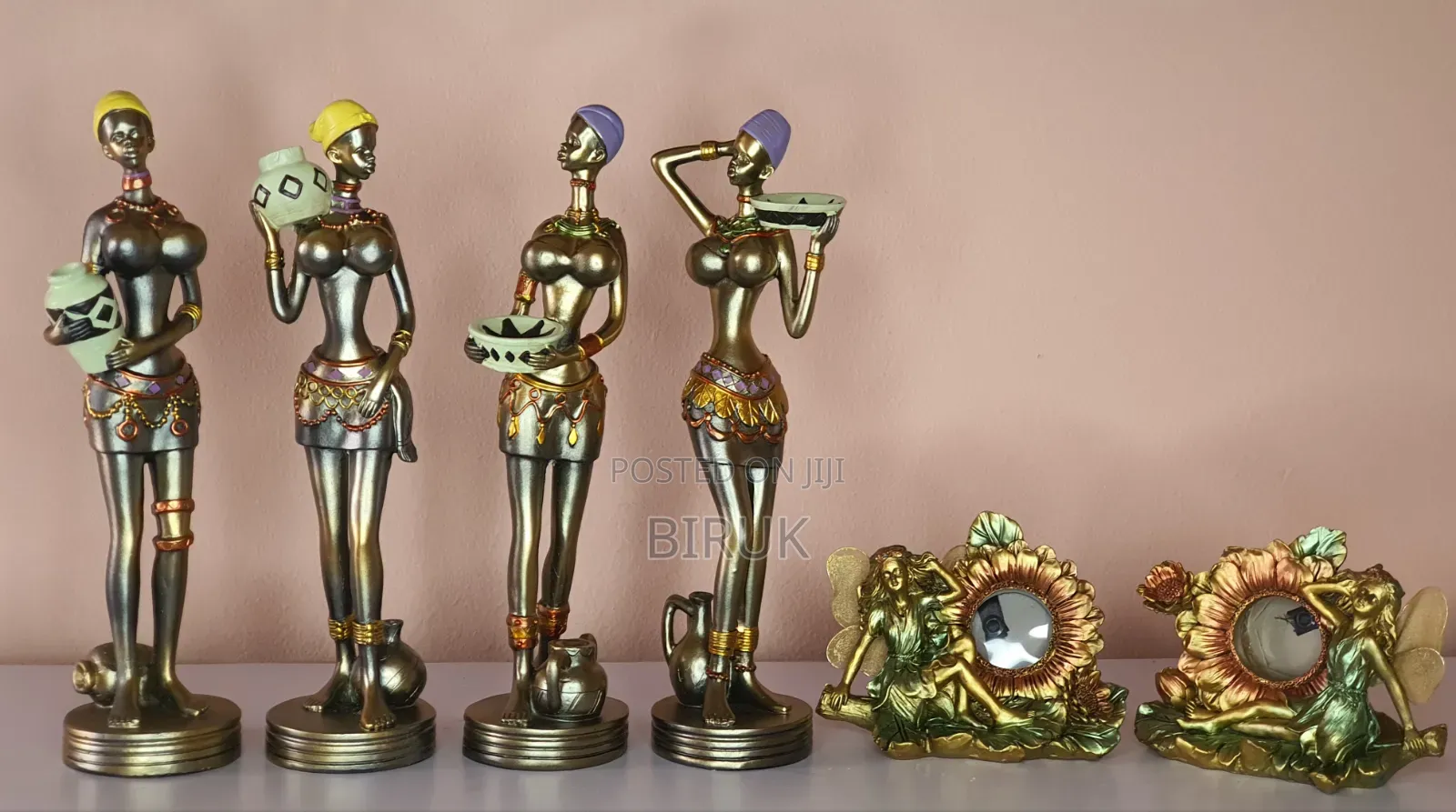 Elegant African Tribal Female Statuettes /Sunflower Fairy Photo Frames
