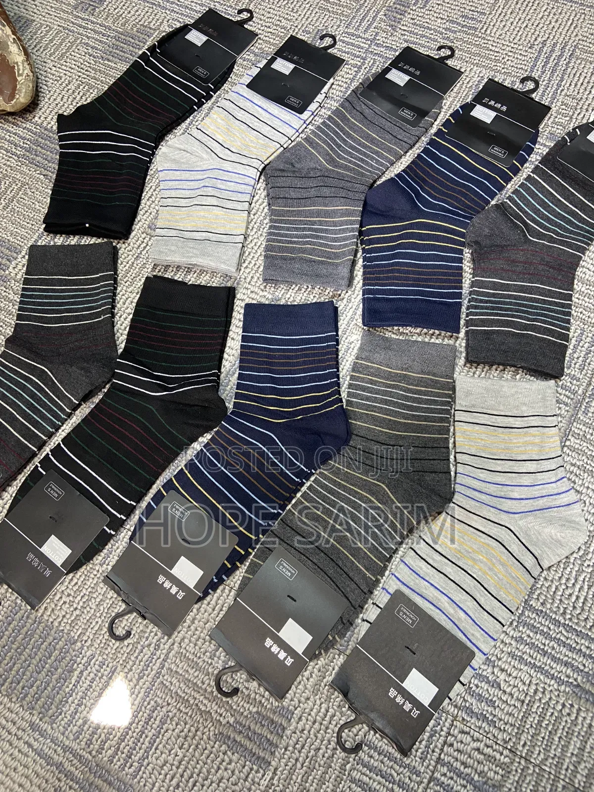 Striped Color-Block Cotton Socks: