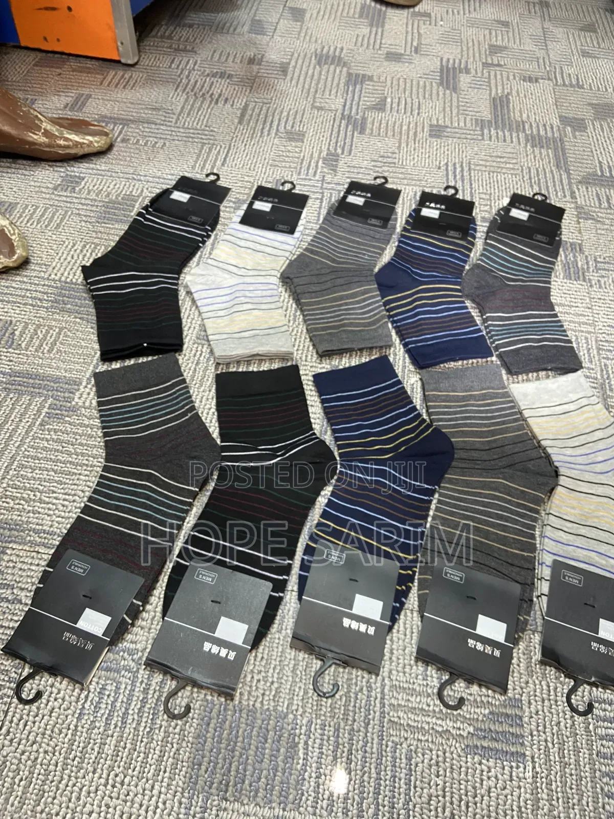 Striped Color-Block Cotton Socks: