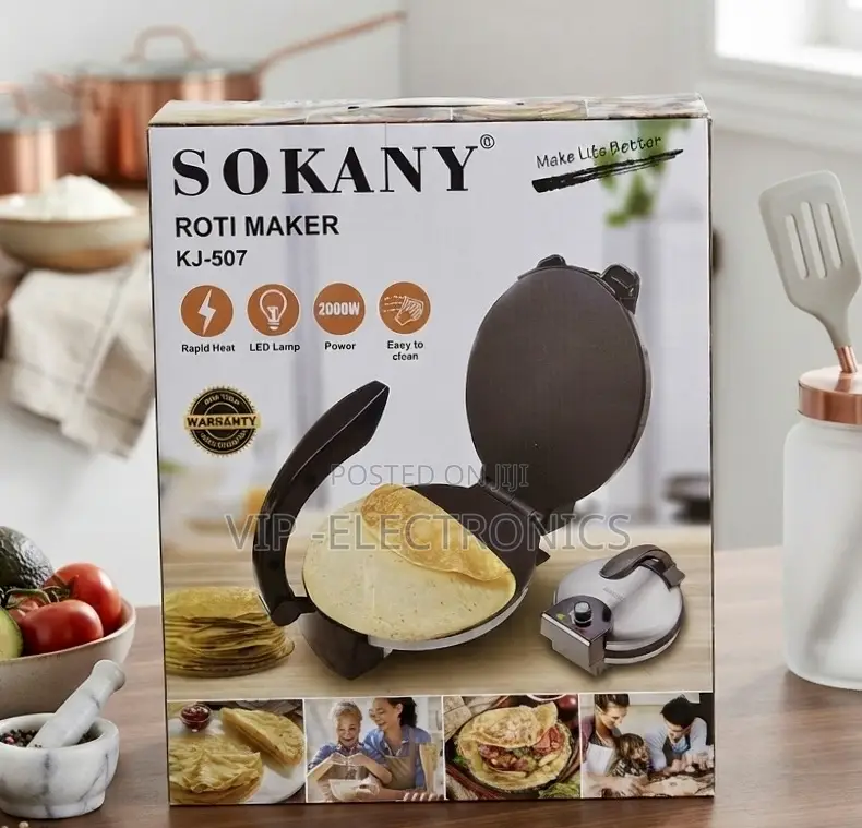 SOKANY Roti Maker 2000W Electric – Non-Stick Flatbread Chapati Maker
