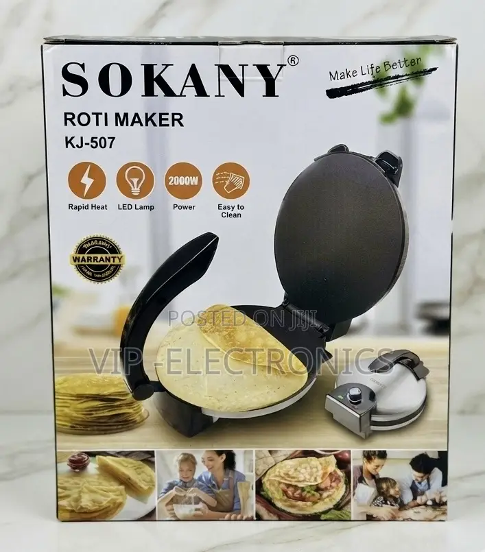 SOKANY Roti Maker 2000W Electric – Non-Stick Flatbread Chapati Maker