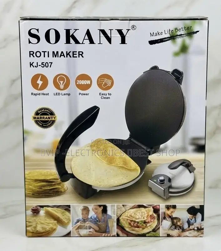 SOKANY Roti Maker 2000W Electric – Non-Stick Flatbread Chapati Maker