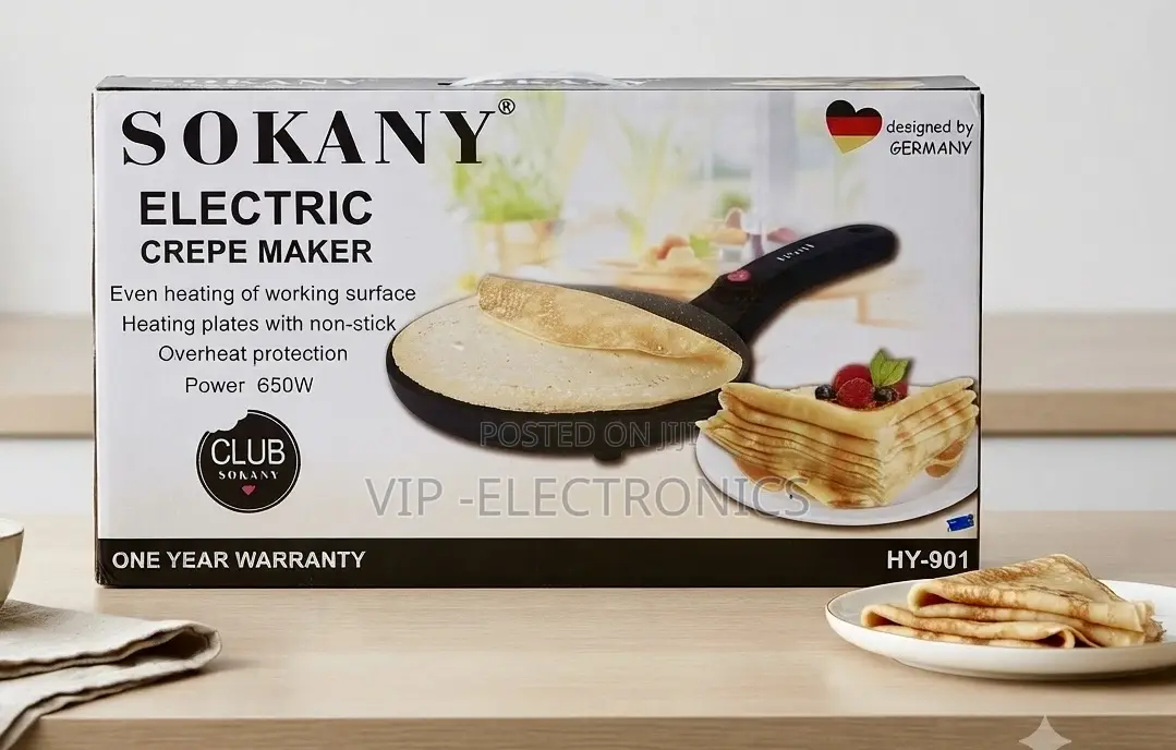 SOKANY Electric Crepe Maker 650W– Non-Stick Pancake Crepe Machine