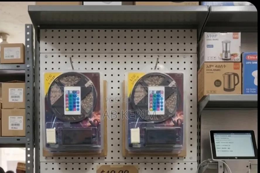 RGB LED Strip Light Set With 24-Key Remote Control Power Supply