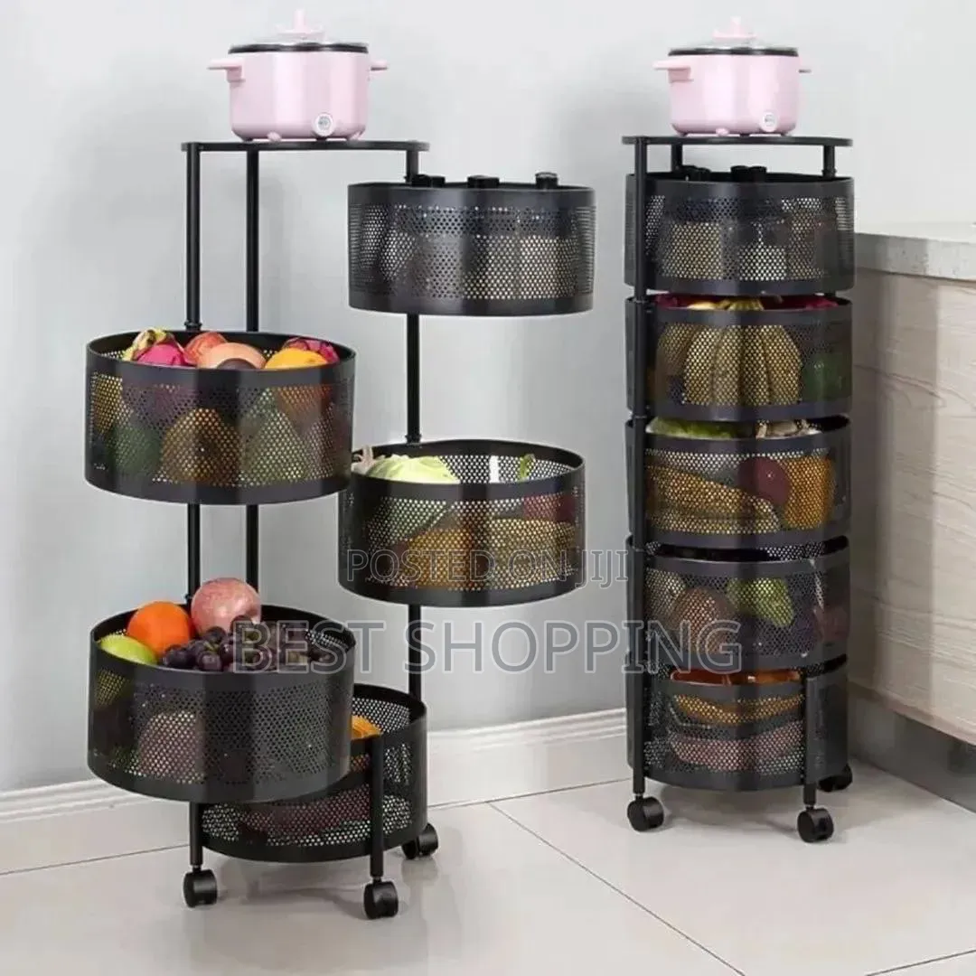 Moveable and Rotatable Kitchen Storage Rack Firut Rack ተሽከርካሪ የፍሩት